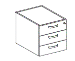 Isixty Wood drawer unit, 3 metal drawers with wood frontals, metal handles